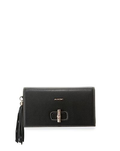 Elsa Leather Clutch Bag, Black