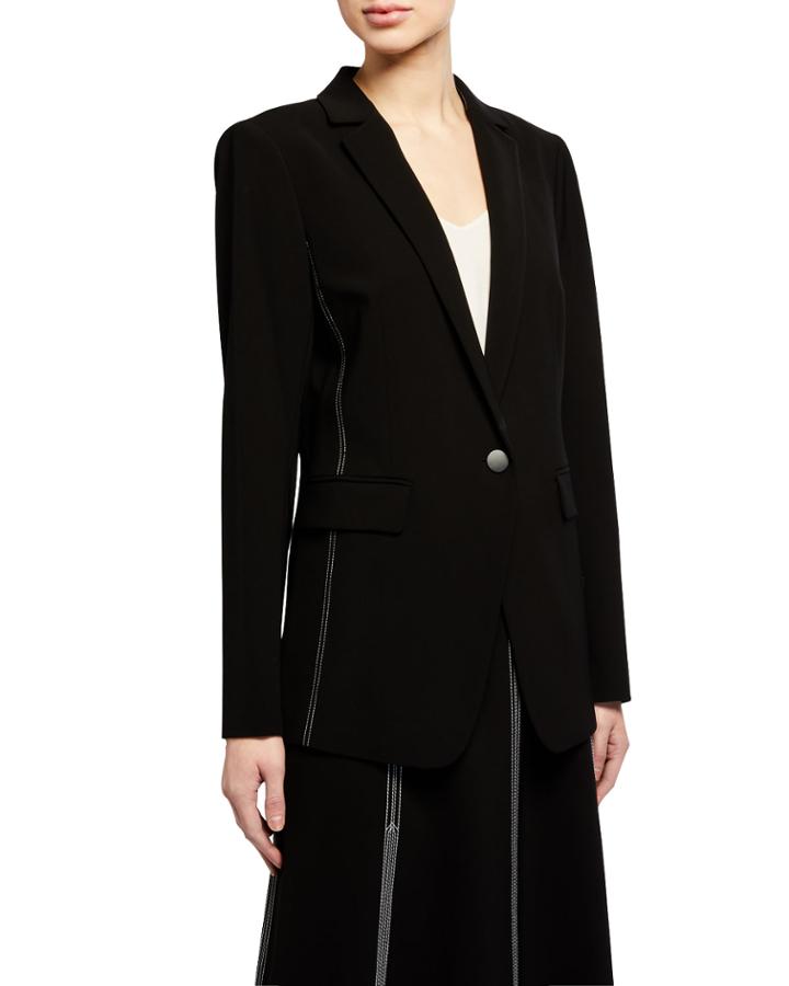 Roman Contrast Topstitch One-button Jacket