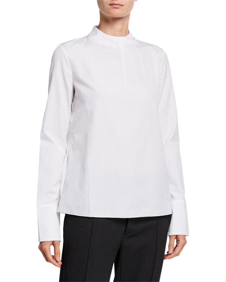 Mock-neck Long-sleeve Cotton