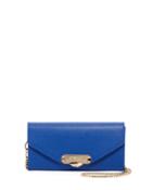 Small Saffiano Leather Crossbody Bag, Blue