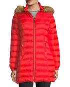 Quilted Down Coat With Bow-back Detail