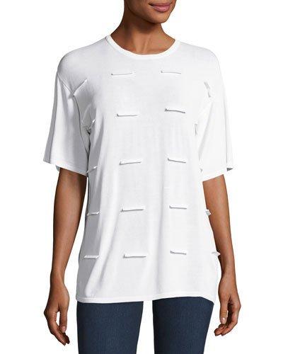 Fence Flap Short Sleeve Boxy Top, White