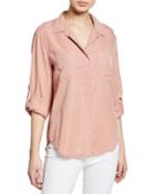 Riley Button-front Shirttail Blouse