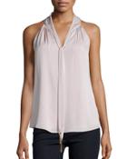 Silk-blend Tassel-tie Halter Top