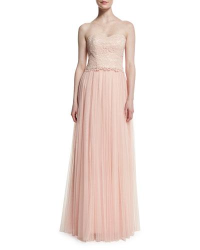 Adeline Strapless Lace Tulle Combo Gown