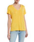 Short-sleeve Slub V-neck Tee
