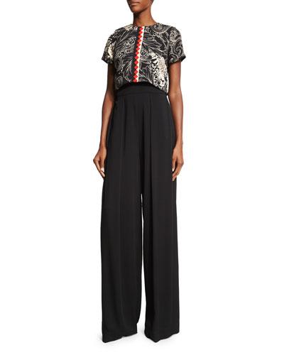 Crepe Flare-leg Pants