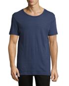 Jacquard Stripe Crewneck T-shirt, Navy
