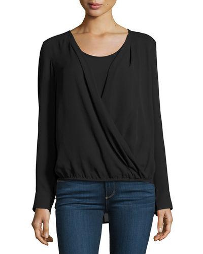 Long-sleeve Faux-wrap Blouse