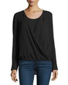 Long-sleeve Faux-wrap Blouse