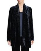 Long Printed Velvet Shawl-collar Jacket