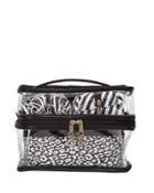Four-piece Train Case Cosmetics Set, Black/white