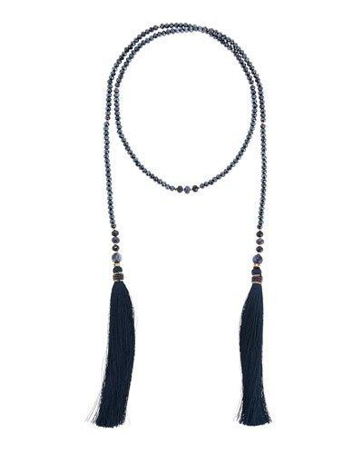 Crystal Lariat Tassel Necklace