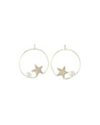 Star And Pearly Hoop Earrings