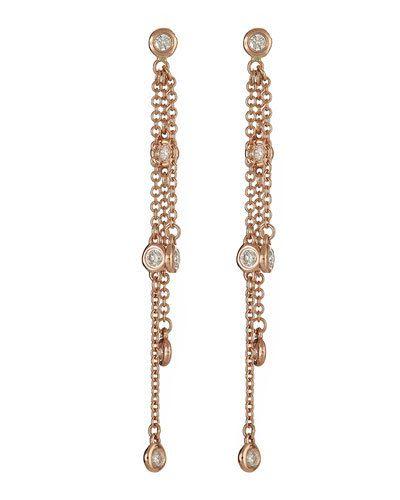 14k Pink Gold By-the-yard Diamond Dangle Earrings