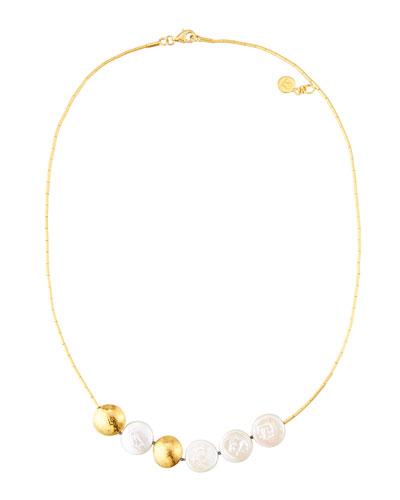 24k Lentil & Coin Pearl Beaded Necklace