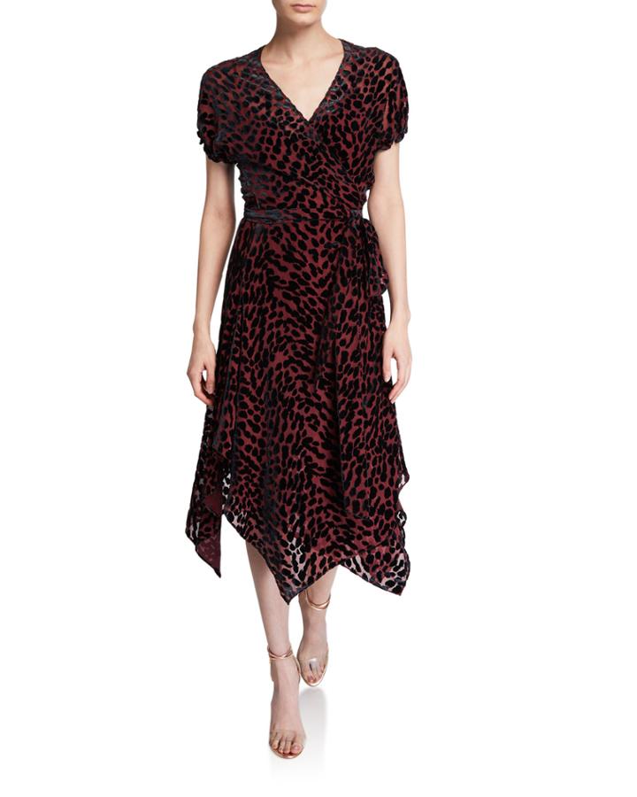 Katherine Leopard-print Burnout Wrap Dress