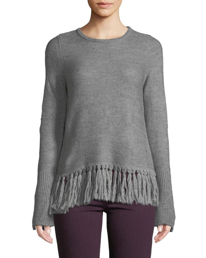 Fringe-hem Crewneck