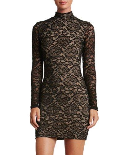 Penelope Mock-neck Lace Mini Cocktail Dress