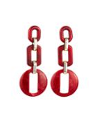 Chain Link Earrings, Red