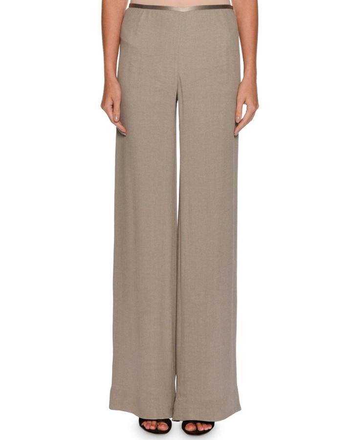 Side-zip Crinkled Cady Wide-leg Pants