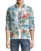 Tropical Print Rain-resistant Jacket