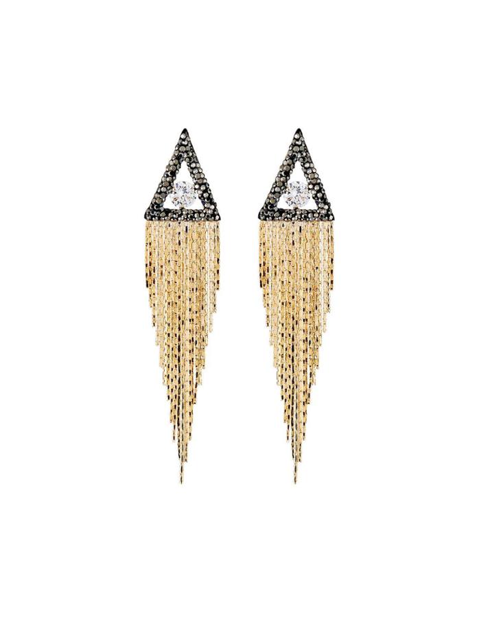 Luxe Triangular Liquid Fringe Earrings