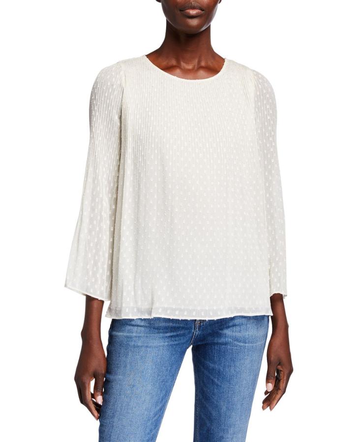 Pleated Jacquard Dot Blouse
