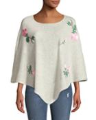Floral Embroidery Cashmere Poncho