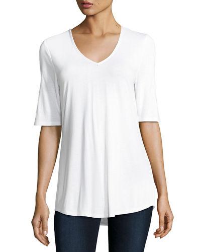 Satin-trim Half-sleeve Top