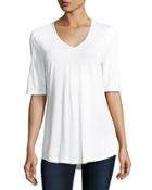 Satin-trim Half-sleeve Top