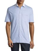 Striped Button-front Polo