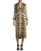 Tiger-print V-neck Wide-leg Jumpsuit