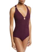 Luscious Plunging Palm-print One-piece Swimsuit (d/dd Cup)