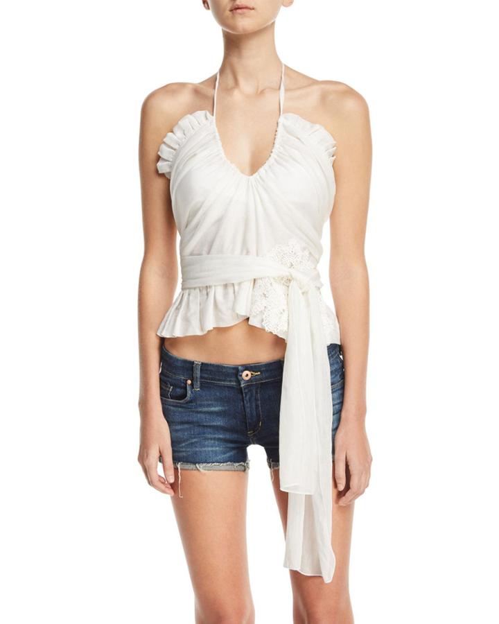 Frilly Cotton-silk Voile Top