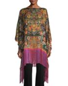 Long-fringe Paisley Poncho