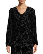 Velvet Burnout Long-sleeve Blouse