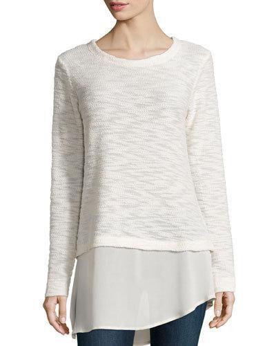 Round-neck Long-sleeve Mixed-media