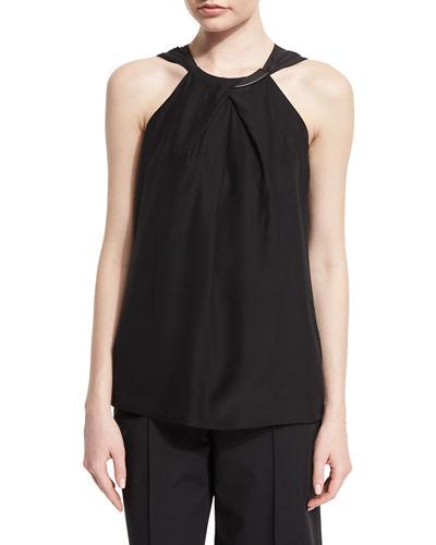 Parker Sleeveless Neck-crossover Blouse