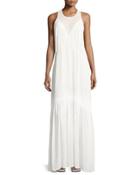 Elsewhere Illusion-yoke Maxi Dress, White