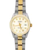 Pre-owned 34mm Oyster Perpetual Datejust Watch With Diamonds, Gold/steel/white