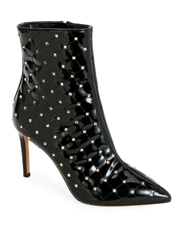 Rockstud Spike Quilted Patent Booties