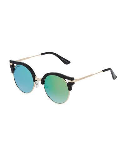 Mirrored Metal And Plastic Sunglasses, Black