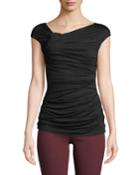 Teorema Ruched Jersey Wrap Top