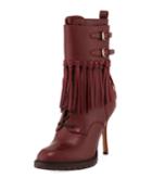 Smooth Leather Boots With Fringe