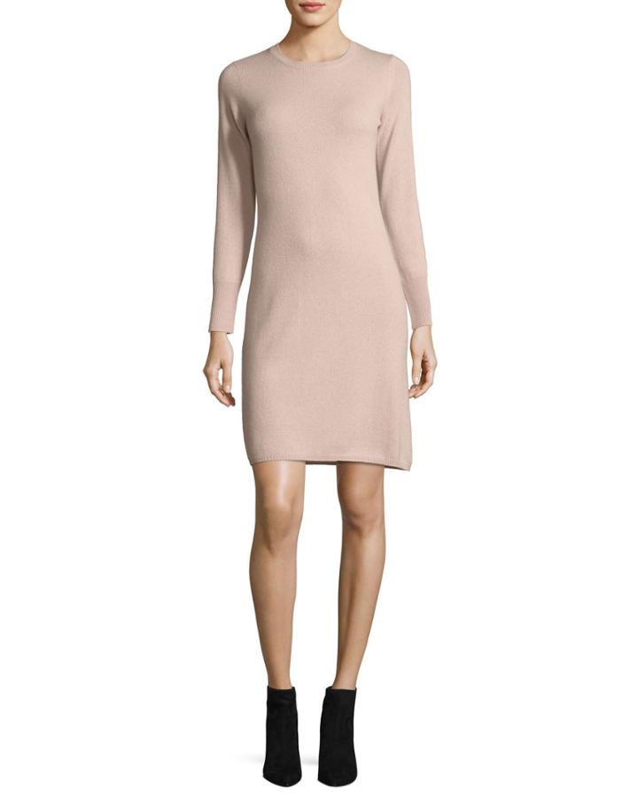 Long-sleeve Crewneck Cashmere Dress