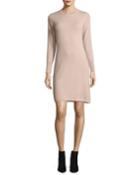 Long-sleeve Crewneck Cashmere Dress