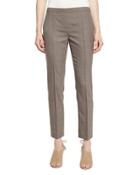 Karis Plaid Stretch-wool Slim Trousers, Chicory