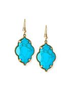 Simulated Turquoise Textile Drop Earrings