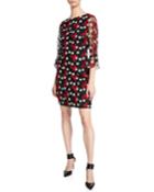 Embroidered Sheath Dress With Bell